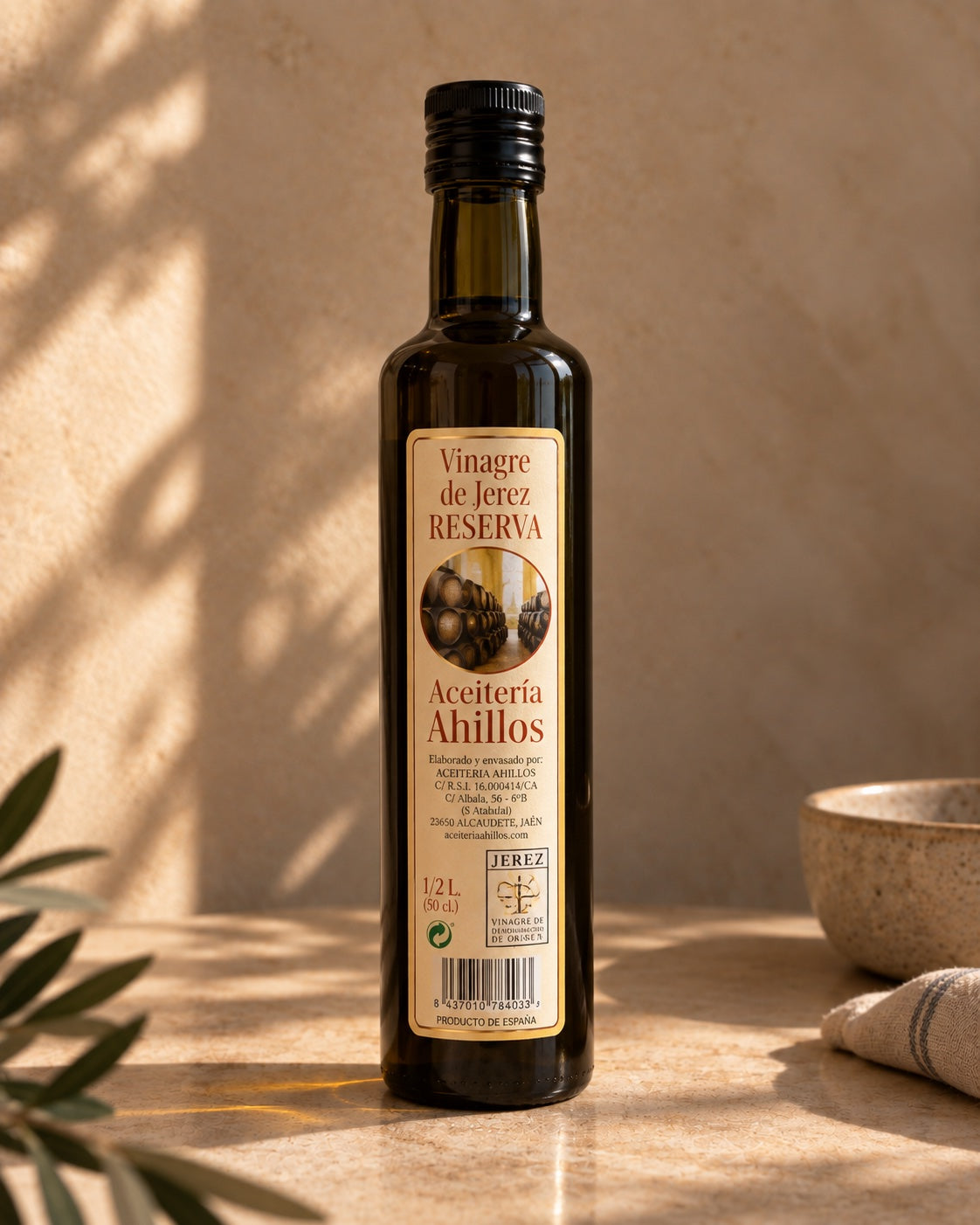 Botella de Vinagre de Jerez Reserva, Aceitería Ahillos